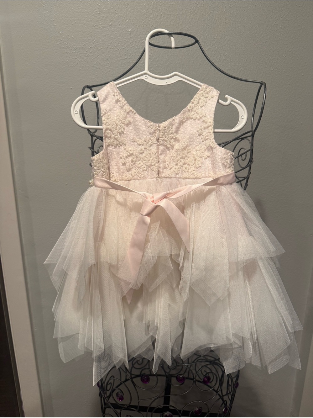 American Princess Ivory Lace & Pale Pink Tulle Party Dress